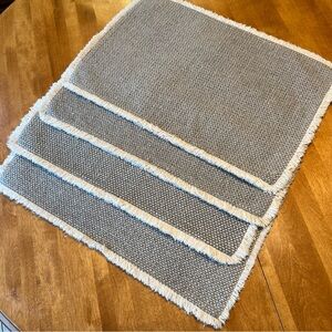 Pottery Barn Mason Handwoven Cotton Fringe Placemats - Set Of 4 - Flint Gray